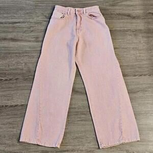 Pretty Little Thing Washed Pink Seam Detail Wide Leg Denim Jeans Women's Size 4